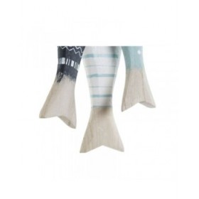 Decorazione pensile Home ESPRIT Azzurro Bianco Naturale Pesci 5 x 5 x 20 cm (2 Unità)