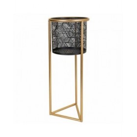 Vaso Alexandra House Living Nero Dorato Metallo 23 x 60 x 23 cm Con supporto