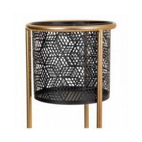 Vaso Alexandra House Living Nero Dorato Metallo 23 x 60 x 23 cm Con supporto