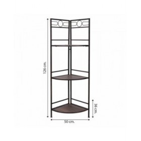 Scaffale ad Angolo Alexandra House Living Nero Dorato Metallo Legno MDF 36 x 126 x 50 cm