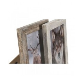 Cornice Portafoto Home ESPRIT Bianco Naturale Cristallo polistirene Scandinavo 19,5 x 2 x 24,5 cm (2 Unità)