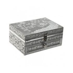Scatola-Portagioie Home ESPRIT Verde Argentato Legno Alluminio 17,5 x 12,5 x 8,5 cm