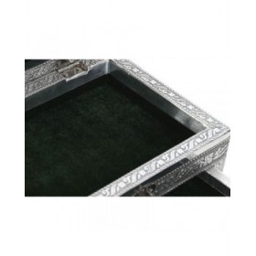 Scatola-Portagioie Home ESPRIT Verde Argentato Legno Alluminio 17,5 x 12,5 x 8,5 cm