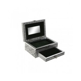 Scatola-Portagioie Home ESPRIT Verde Argentato Legno Alluminio 17,5 x 12,5 x 8,5 cm