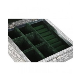 Scatola-Portagioie Home ESPRIT Verde Argentato Legno Alluminio 18 x 18 x 6 cm