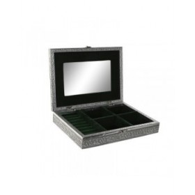 Scatola-Portagioie Home ESPRIT Verde Argentato Legno Alluminio 27,5 x 20 x 5,4 cm