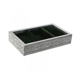 Scatola-Portagioie Home ESPRIT Verde Argentato Legno Alluminio 25 x 15 x 5 cm