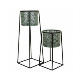 Set di vasi da fiori Alexandra House Living Azzurro Nero Metallo 23 x 45 x 23 cm 26 x 70 x 26 cm 2 Pezzi