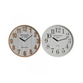 Orologio da Parete Home ESPRIT Bianco Cristallo Legno MDF 32 x 4,5 x 32 cm (2 Unità)