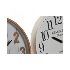 Orologio da Parete Home ESPRIT Bianco Cristallo Legno MDF 32 x 4,5 x 32 cm (2 Unità)