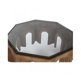 Tavolino da Caffè Home ESPRIT Cristallo Legno di abete 99 x 99 x 46 cm