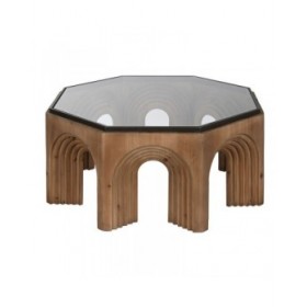 Tavolino da Caffè Home ESPRIT Cristallo Legno di abete 99 x 99 x 46 cm
