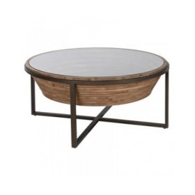 Tavolino da Caffè Home ESPRIT Cristallo Legno di abete 102 x 102 x 46 cm