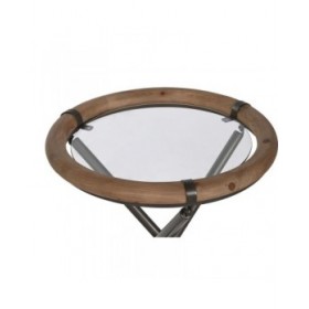 Set di 2 tavoli Home ESPRIT Nero Naturale Cristallo Abete 65 x 65 x 66 cm