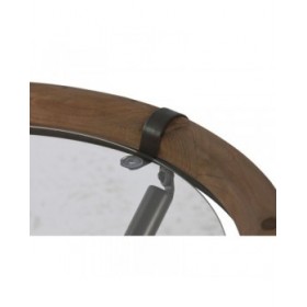 Set di 2 tavoli Home ESPRIT Nero Naturale Cristallo Abete 65 x 65 x 66 cm