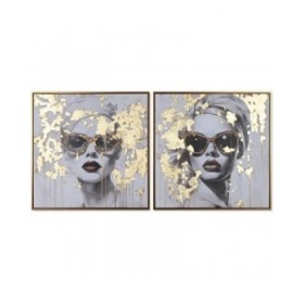 Quadro Home ESPRIT Dorato chica 70 x 3,5 x 70 cm (2 Unità)