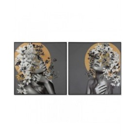 Quadro Home ESPRIT Fiori Moderno 100 x 3,5 x 100 cm (2 Unità)