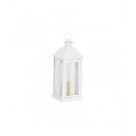 Lanterna Home ESPRIT Bianco Cristallo Ferro Shabby Chic 20 x 20 x 55 cm (3 Pezzi)