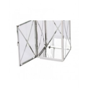 Lanterna Home ESPRIT Argentato Cristallo Acciaio Cromato 16 x 15 x 32 cm (2 Pezzi)