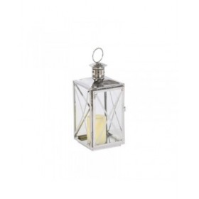 Lanterna Home ESPRIT Argentato Cristallo Acciaio Cromato 16 x 15 x 32 cm (2 Pezzi)