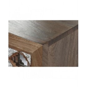 Cassettiera Home ESPRIT Marrone Nero Argentato Legno di mango Specchio Indiano 80 x 38 x 80 cm