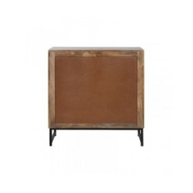 Cassettiera Home ESPRIT Marrone Nero Argentato Legno di mango Specchio Indiano 80 x 38 x 80 cm