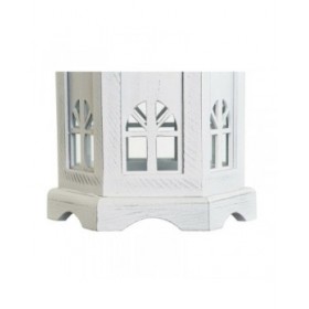 Lanterna DKD Home Decor Finitura invecchiata Bianco Grigio scuro Legno Cristallo 19 x 17 x 39 cm