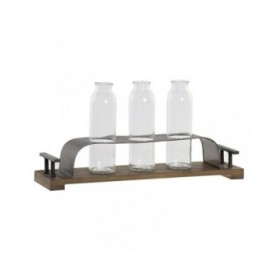 Vaso DKD Home Decor Marrone Nero Metallo Cristallo 45 x 11 x 22 cm (3 Pezzi)