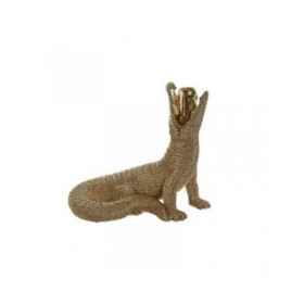 Statua Decorativa Home ESPRIT Dorato Coccodrillo 26,5 x 18 x 23,5 cm