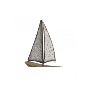Statua Decorativa Home ESPRIT Bianco Naturale Barca a vela Finitura invecchiata 35,3 x 8 x 46,5 cm