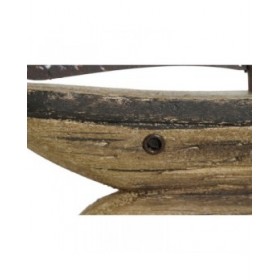 Statua Decorativa Home ESPRIT Bianco Naturale Barca a vela Finitura invecchiata 26 x 6 x 34 cm