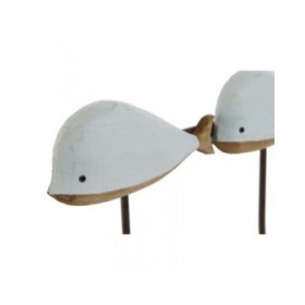 Appendiabiti da parete Home ESPRIT Bianco Blu cielo Metallo Legno di paulownia Balena 45 x 10 x 17,5 cm (2 Unità)