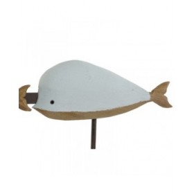 Appendiabiti da parete Home ESPRIT Bianco Blu cielo Metallo Legno di paulownia Balena 45 x 10 x 17,5 cm (2 Unità)