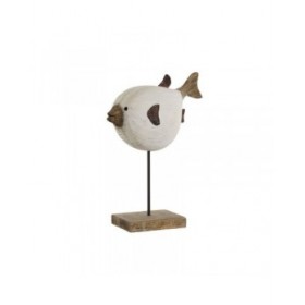 Statua Decorativa Home ESPRIT Bianco Naturale Pesce 24 x 10 x 33 cm