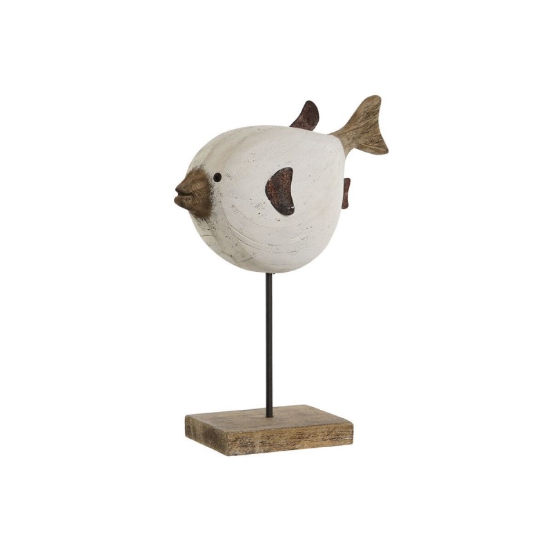 Statua Decorativa Home ESPRIT Bianco Naturale Pesce 24 x 10 x 33 cm