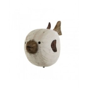 Statua Decorativa Home ESPRIT Bianco Naturale Pesce 24 x 10 x 33 cm