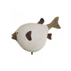 Statua Decorativa Home ESPRIT Bianco Naturale Pesce 24 x 10 x 33 cm