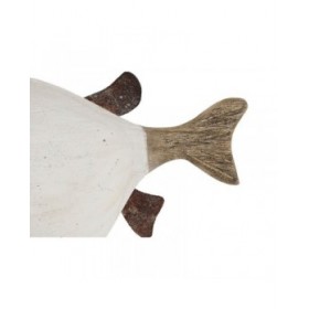 Statua Decorativa Home ESPRIT Bianco Naturale Pesce 24 x 10 x 33 cm