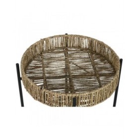 Set di 2 tavoli Home ESPRIT Nero Naturale Metallo 49 x 49 x 44 cm
