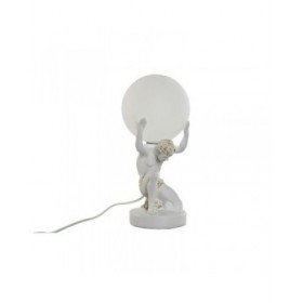 Lampada da tavolo Home ESPRIT Bianco Dorato Resina Plastica 220 V 14 x 14 x 32 cm