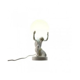 Lampada da tavolo Home ESPRIT Bianco Dorato Resina Plastica 220 V 14 x 14 x 32 cm