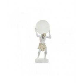Lampada da tavolo Home ESPRIT Bianco Dorato Resina Plastica 220 V 18 x 17 x 44 cm