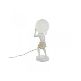 Lampada da tavolo Home ESPRIT Bianco Dorato Resina Plastica 220 V 18 x 17 x 44 cm