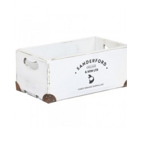 Set di Scatole Decorative Home ESPRIT Sanderford Bianco Legno di abete 35 x 22 x 15 cm (5 Pezzi)