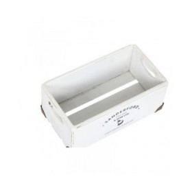 Set di Scatole Decorative Home ESPRIT Sanderford Bianco Legno di abete 35 x 22 x 15 cm (5 Pezzi)