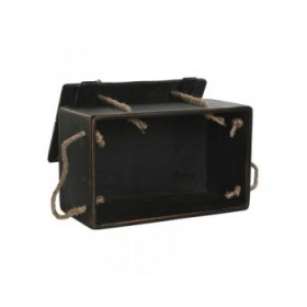 Scatole per conservare Home ESPRIT Nero Legno di abete 38 x 24 x 20 cm 3 Pezzi