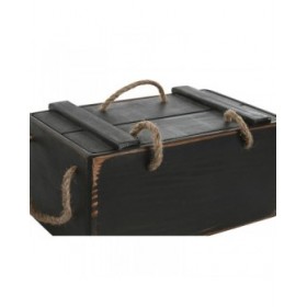 Scatole per conservare Home ESPRIT Nero Legno di abete 38 x 24 x 20 cm 3 Pezzi