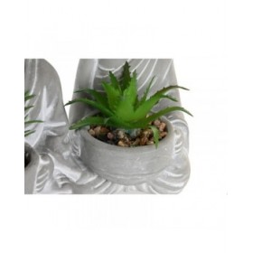 Pianta Decorativa Home ESPRIT Polietilene Cemento Buddha Orientale 10,5 x 8 x 16 cm (3 Unità)