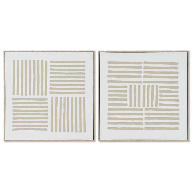 Quadro Home ESPRIT Bianco Beige Scandinavo 83 x 4,5 x 83 cm (2 Unità)