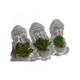 Pianta Decorativa Home ESPRIT Polietilene Cemento Buddha Orientale 8,5 x 7 x 11 cm (3 Unità)